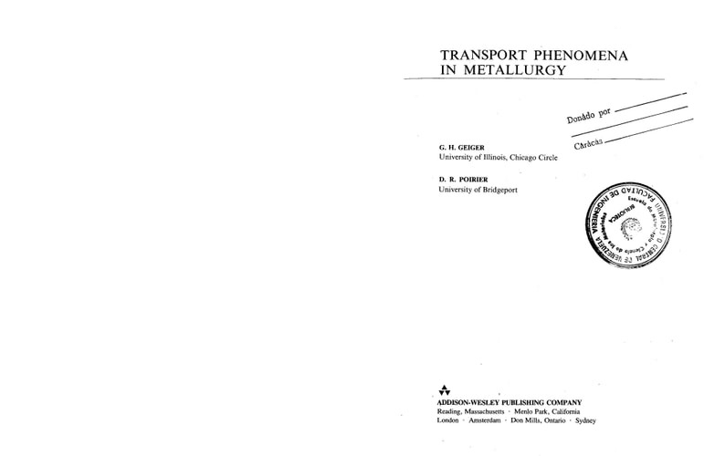 Transport Phenomena in Metallurgy